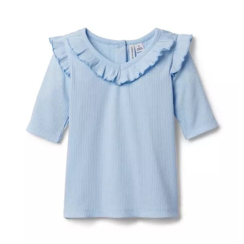 NEW Janie and Jack Ruffle Top Shirt sz 10 Light Blue Shirt